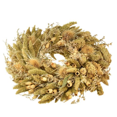 Prodotto Ghirlanda secca di cardi miglio giallo verde oliva Ø28cm