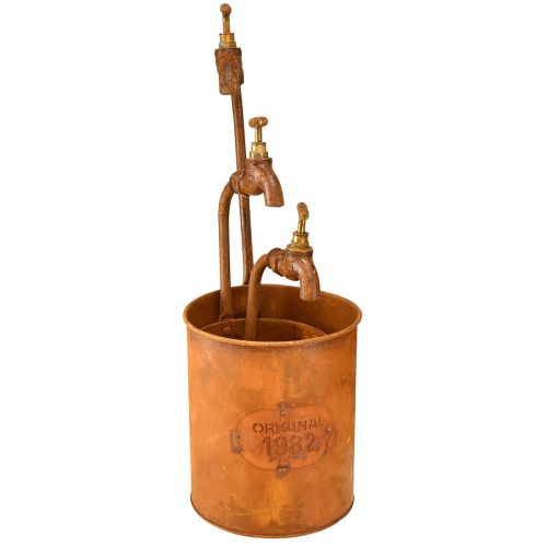 Fioriera decorativa in metallo patinato con rubinetto H25/37/43 cm set da 3 pz | Floristik24.it