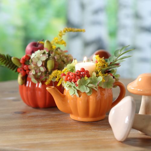 Floristik24 Vaso in ceramica a forma di zucca arancione Ø9,5cm H6,5cm 4 pezzi
