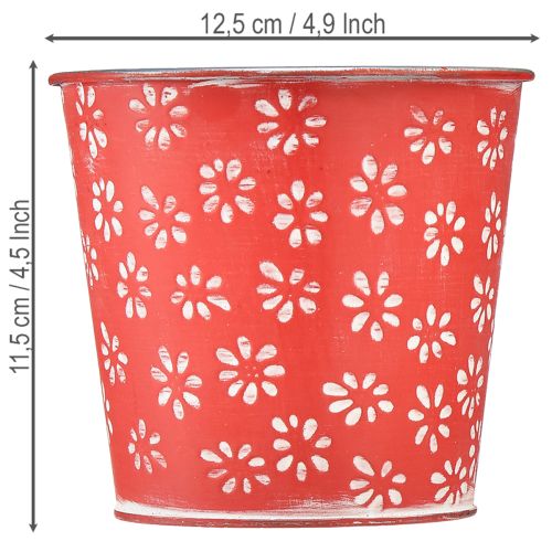 Prodotto Vaso da fiori rosso e bianco, in metallo, Ø12,5 cm H11,5 cm