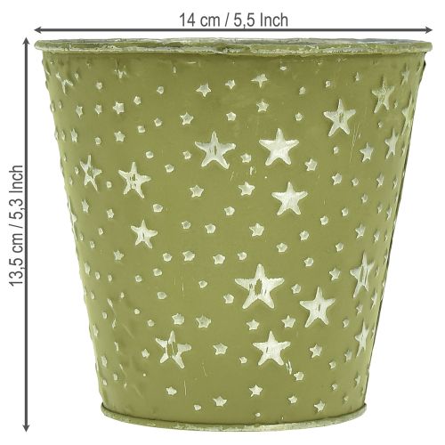 Prodotto Vaso da fiori in metallo verde argento con stelle, Ø14 cm
