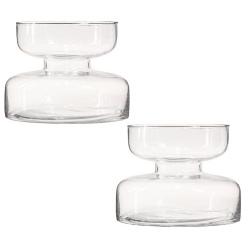 Prodotto Vaso vaso di vetro bulboso Rikkie in trasparente Ø13cm H10cm 2 pezzi