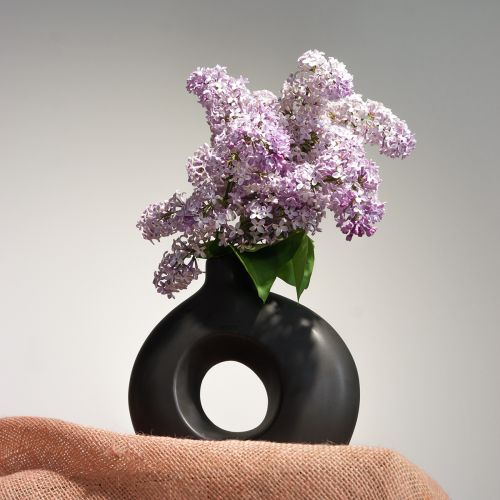 Floristik24 Vaso Moderno Ceramica Nero Moderno Ovale 21×7×20cm