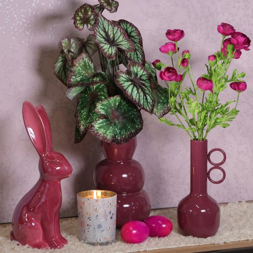 Prodotto Vaso moderno e artistico con collo lungo e manici rotondi per interni eleganti, 24 cm