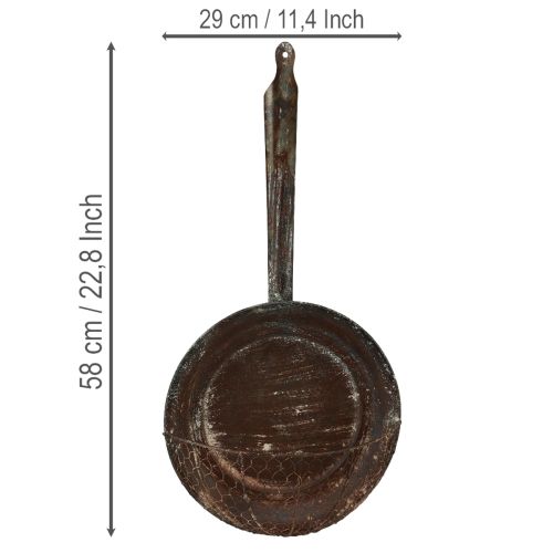 Prodotto Decorazione da parete in metallo, cestino decorativo, vassoio decorativo color ruggine, marrone, H58cm