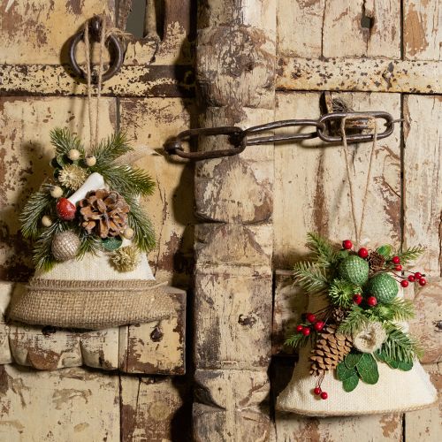 Prodotto Decorazione da parete Campana di Natale in juta assortita H20cm 2 pezzi