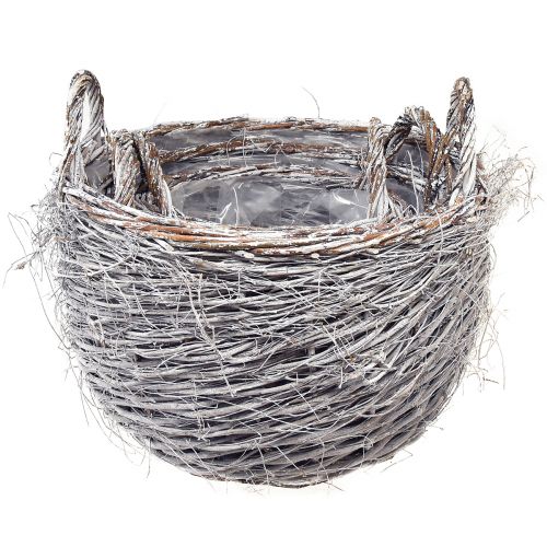 Floristik24 Set di cestini in vimini lavati di bianco - 3 misure (42 cm, 36 cm, 26 cm) - Versatile per decorare e riporre - Set di 3 pezzi