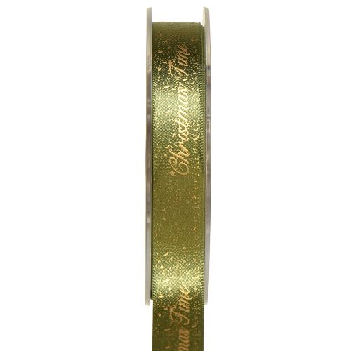 Floristik24 Nastro natalizio Nastro natalizio Verde Oro 15mm 20m