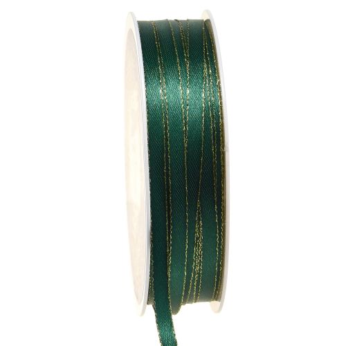 Nastro decorativo natalizio in verde e oro L6mm L50m