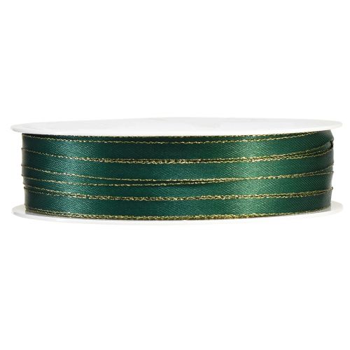 Prodotto Nastro natalizio in raso, nastro decorativo verde oro 6 mm 50 m