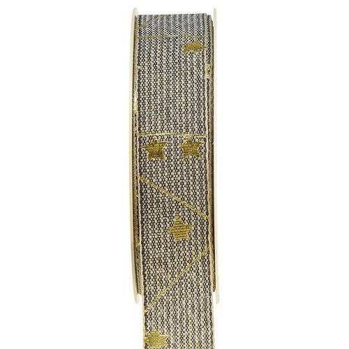 Nastro natalizio con stelle nastro nero bianco oro 25mm 18m