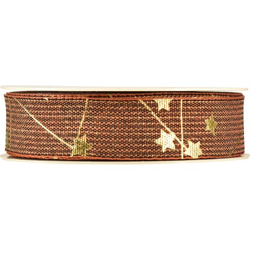 Prodotto Nastro natalizio con stelle nastro decorativo marrone oro 25mm 18m