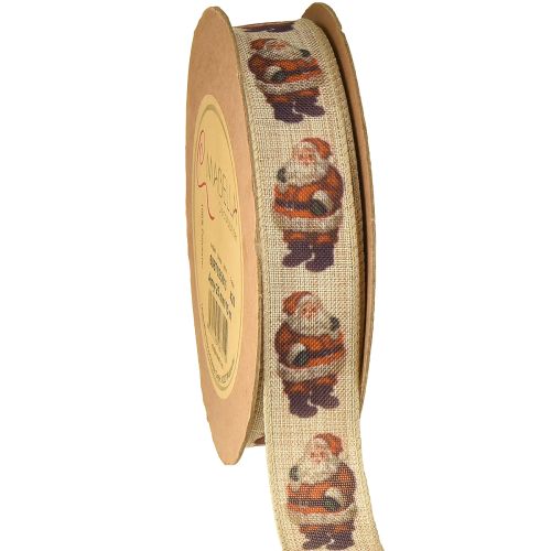 Floristik24 Nastro natalizio rustico Babbo Natale 25mm 15m