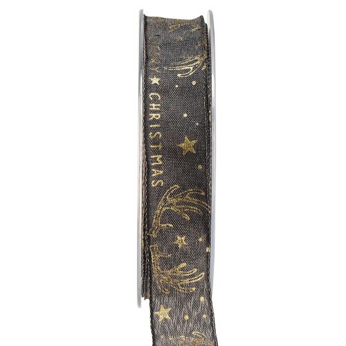 Prodotto Nastro natalizio stella corna decorazione marrone oro L25mm L15m