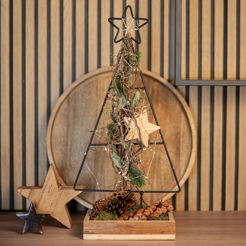 Floristik24 Albero di Natale in metallo con stella e vassoio - 25x18x66 cm - Moderna decorazione natalizia