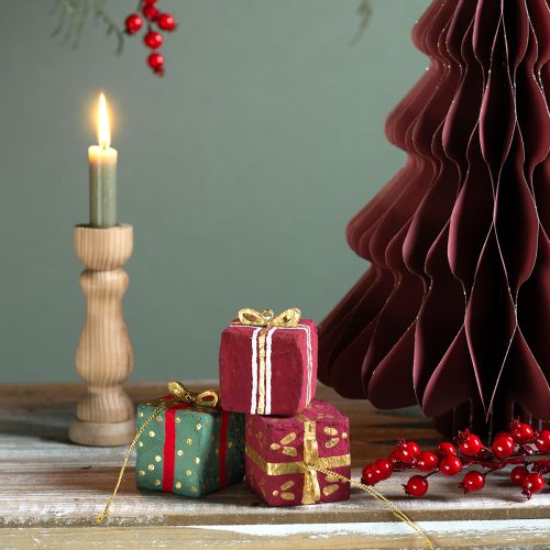 Decorazione natalizia da appendere in cartapesta 6 cm 3 pezzi