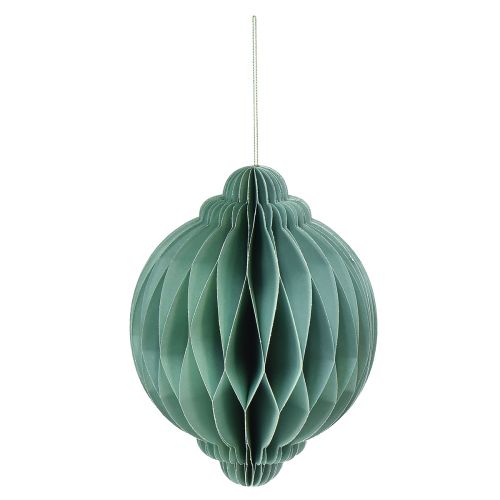 Prodotto Palla di Natale in carta cipolla turchese FSC Ø15cm H20cm