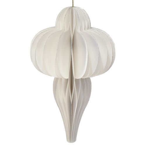 Floristik24 Palla di Natale in carta a nido d&#39;ape decorazione cipolla bianca FSC Ø12cm
