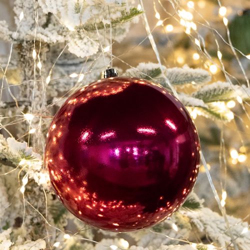 Prodotto Palla di Natale in plastica grande per albero di Natale rosa Ø14cm