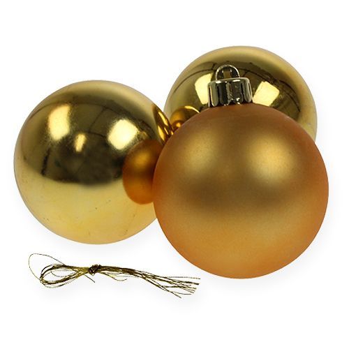 Floristik24 Palla di Natale plastica oro 6cm 12pz