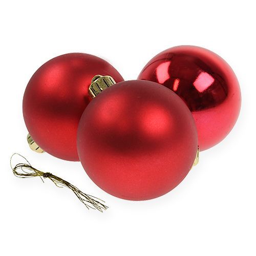 Floristik24 Palla di Natale plastica rossa Ø6cm 12pz