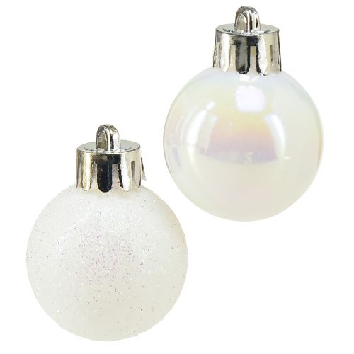 Prodotto Palline di Natale madreperla plastica bianca Ø3cm 14pz