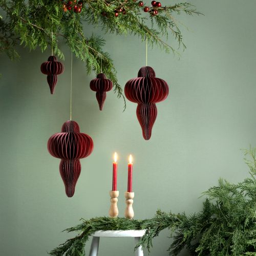 Floristik24 Decorazione natalizia in carta Bordeaux H40cm 2 pezzi