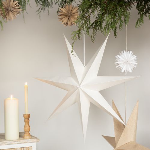 Prodotto Stella di carta bianca Stella di Natale per illuminazione 60 cm 2 pezzi