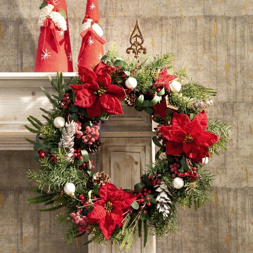 Floristik24 Bouquet di stella di Natale velluto rosso 35 cm