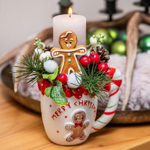 Prodotto Coppa natalizia Merry Christmas in ceramica bianca H10,5cm