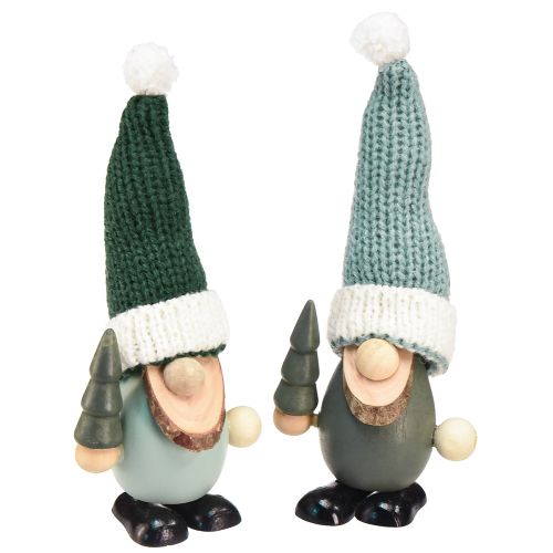 Prodotto Gnomo natalizio decorazione gnomo in legno verde menta H14cm 6 pz