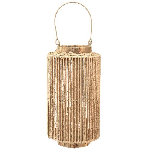 Prodotto Lanterna in rafia con manico in fibra naturale per candela LED Ø19cm H36cm