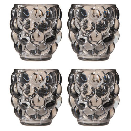 Prodotto Portacandele lanterna in vetro colorato grigio Ø9cm H9,5cm 4 pezzi