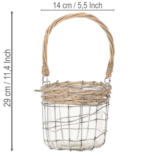 Lanterna sospesa, vetro, metallo, salice, Ø14,5 cm, 2 pezzi | Floristik24.it