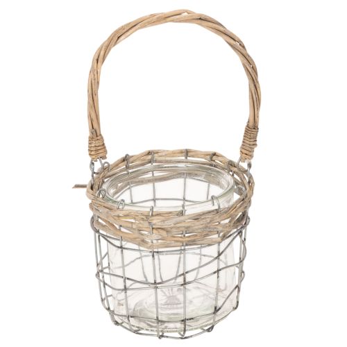 Lanterna sospesa, vetro, metallo, salice, Ø14,5 cm, 2 pezzi | Floristik24.it