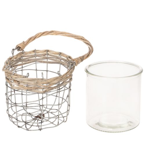 Lanterna sospesa, vetro, metallo, salice, Ø14,5 cm, 2 pezzi | Floristik24.it
