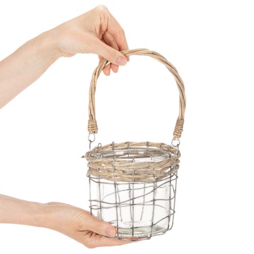 Lanterna sospesa, vetro, metallo, salice, Ø14,5 cm, 2 pezzi | Floristik24.it