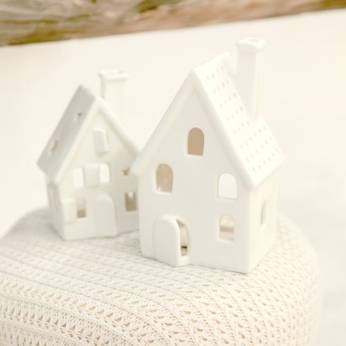 Prodotto Lanterna in ceramica per tavolo decorazione Avvento bianco H18cm