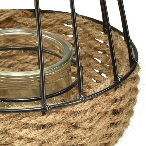 Prodotto Lanterna con manico e vetro nero naturale Ø18cm H22cm