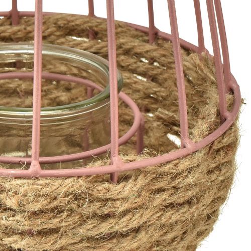 Prodotto Lanterna con manico e candela in vetro rosa naturale Ø18cm H22cm