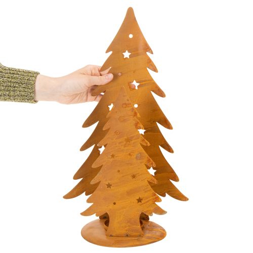 Lanterna per albero di Natale, decorazione in metallo con finitura rustica, Natale H46cm L25.5cm | Floristik24.it