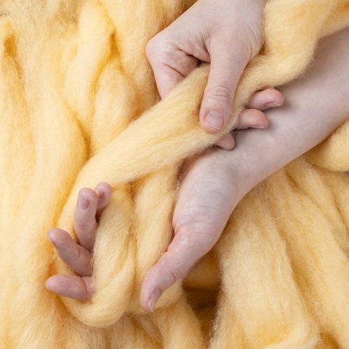 Prodotto Cordoncino di lana, nastro di lana, arancione crema, lana da 10 m per ghirlande e composizioni