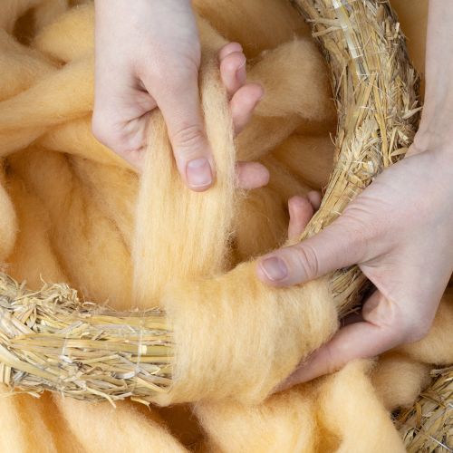 Prodotto Cordoncino di lana, nastro di lana, arancione crema, lana da 10 m per ghirlande e composizioni