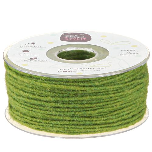 Floristik24 Filo di stoppino, cordino di lana, cordino di feltro verde muschio 3 mm 100 m