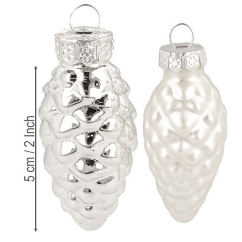 Prodotto Addobbi di vetro Pigne da appendere Argento 5cm 1pz