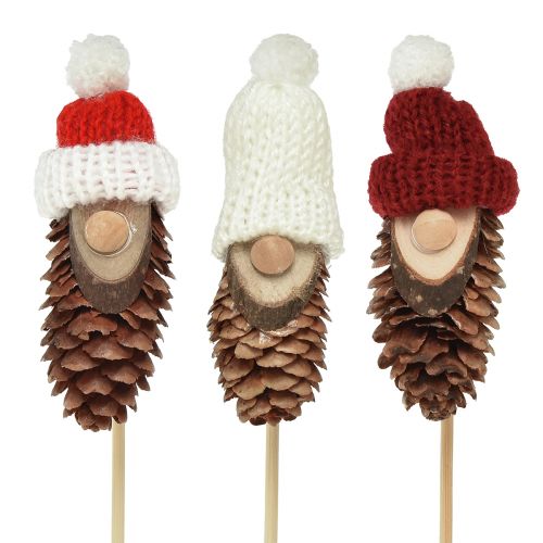 Floristik24 Gnomo a cono con cappello Gnomo con tappo a fiore 8 cm 12 pz