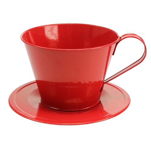 Floristik24 Tazza con piatto Rosso Ø16cm H11cm