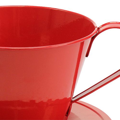 Floristik24 Tazza con piatto Rosso Ø16cm H11cm