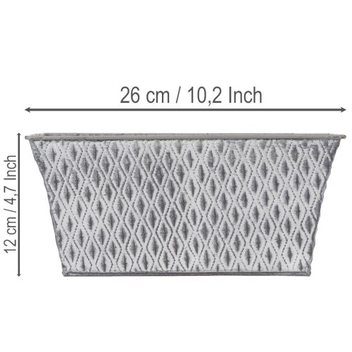 Ciotola in zinco con motivo a rombi, 26 cm x 15,5 cm | Floristik24.it