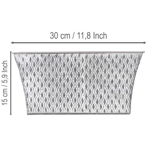 Ciotola in zinco con motivo a rombi, 30 cm × 18 cm, altezza 15 cm. | Floristik24.it